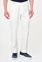Straight Slim Fit Pleated Belt Buckle Men's Trousers Ecru - 38369.26Y - 5