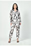 Abstract Geometric Line Art Co-Ord Set Japanese Satin Modest Wear - 3