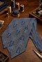 Orange Blue Shawl Pattern Italian Silk Ascot Tie Sac135 - 2