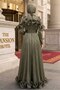 Ruffle Detailed Khaki Hijab Evening Dress 56612Hk - 2