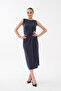 Yandan Brooched Pleated Pique Modal Dress - 3