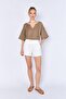 Women's White Elastic Waist Tasseled Short Shorts