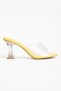 Zri̇n-619 Yellow Patent Leather Transparent Strap Transparent Heeled Round Toe Women's Slippers - 8