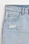 Distressed denim şort - 7