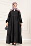 Muslin Fabric Robe Ivana Dress-Black