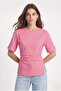 Women's Pam 100% Cotton Gathered Asymmetrical Knitted Pink Blouse - 2