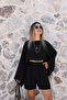 Black Muslin Shorts with Elastic Waist - 4