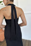 Women's Black Halter Neck Pearl Backless Mini Evening Dress - 4