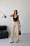 Women's Casual Wide-Leg Beige Jeans - 3