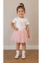 Girl's Bow Detailed T-Shirt & Appliqued Balloon Skirt Two-Piece Set
