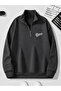 Men's Standing Collar Zippered Printed Comfortable Cut Sweatshirt