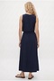 Women's Toby Tie-Up Blouse Elastic Waist Lined Skirt Woven Navy Blue Bottom-Top Set - 5