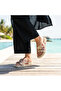 Valley Ethnic Pattern Gold Staple Detailed Side Buckle Glittery Comfort Slippers - 5