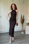 Halter Neck Jacquard Glitter Midi Tulle Dress