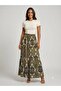 Women's Green Patterned Skirt with Ruffles - Long Skirt - Hijab Skirt - 8