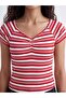 Xside Red V-Neck Striped Blouse - 3