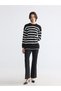 Lcw Everyday Black Crew Neck Striped Women's Knitwear Sweater - 2
