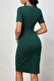 Women's Short Sleeve V-Neck Pleated Short Imported Crepe Dress - 3