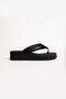 Nora Women's Black Puff Strap 4.5 cm Thick High Platform Sole Flip-Flop Beach Casual Slippers - 5