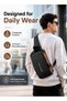 Crossbody Bag | 24 cm Chest Bag With Lock And USB Port | Anti Theft Shoulder Bag | One Shoulder Motorcycle Travel Work Bag Black Brown - 4