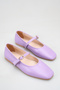 Purple Leather Buckle Square Toe Comfortable Non-Slip Sole Women's Ballerina Shoes Donna