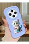 Redmi 14C Compatible Case Camera Protector Blue Silicone Couple Phone Case Cat Pattern