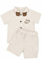 Baby Boy Ecru Bear Emblem Collared Shorts Set of 2 - 2