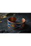 Copper Blue Anatolian Kilim Patterned Wide Adjustable Clamp Bracelet - 2