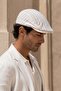 Portofino Stripe Linen Textured Slim Fit Kasket – Flat Cap |   Riviera Collection - 2