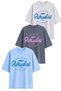 Women's Oversize Paradise Printed Lycra Crew Neck T-Shirt (95% Cotton) (Gray Melange, Anthracite, Blue)
