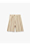 Drawstring Waist Cotton Lu Textured Striped Shorts - 2