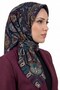 وشاح نسائي من قماش الديمي بنقشة بيزلي باللون الأزرق الداكن