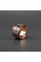 Copper Gray Red Diamond Pattern Wide Adjustable Ring - 6