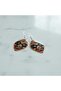 100% Handmade Copper |   Copper Orange Black Kilim Patterned Dangle Earrings - 4