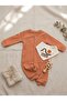 Unisex Baby Romper and Embroidered Scarf Bib Set – 100% Cotton, Snap Fasteners, Baby Romper (Tile Pattern) - 2