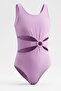 Girl's Design Swimsuit-Panel Design with Straps and Sleeves-7-12 Years 12711Is