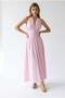 2146 Women's Halter Neck Draped V-Neck Long Dress Pink - 3