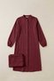Burgundy 100% Cotton Muslin Fabric Zippered Comfortable Fit Hijab Women's Set-Hajj and Umrah Outfit - 7