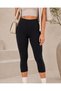 Women's Black Premium Fabric High Waist Capri Leggings