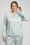Women 2 Pieces Floral Print Long Sleeve Shirt With Pants Sleepwear Set, Sage Green - 2