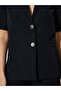 Black Notch Lapel Blazer Top - 3