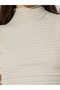 Beige High Neck Textured Knit Top - 3