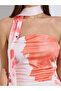 Orange Bandeau Maxi Dress with Neck Scarf - 4