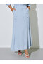 Blue Striped Maxi Skirt with Front Slit - 3