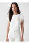 Lcw Everyday White Crew Neck Butterfly Embroidered Women's T-Shirt