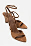 Women's Tan Cork Wedge Heel Ankle Strap Summer Shoes