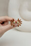 Yellow and Brown Tone Flower Motif Bijouterie Earrings Women's Accessory - 3