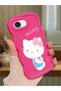 iPhone 16E Compatible Case Camera Protector Red Silicone Couple Phone Case Kitty Pattern