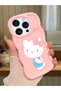iPhone 15 Pro Compatible Case with Camera Protector Pink Silicone Couple Phone Case Kitty Pattern
