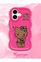 iPhone 16 Plus Compatible Case with Camera Protector Red Silicone Couple Phone Case Kitty Pattern - 2